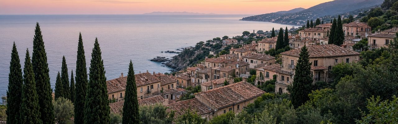 Mediterranean coast at dusk
