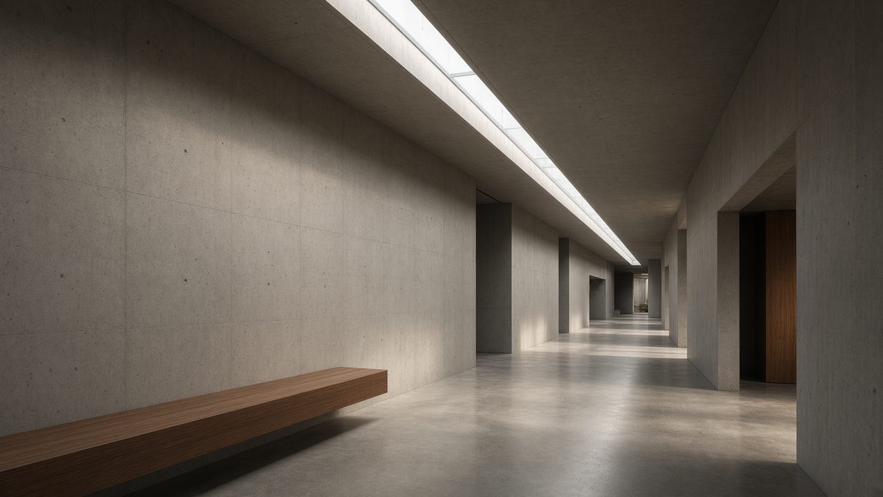 Quiet corridor light in the studio building