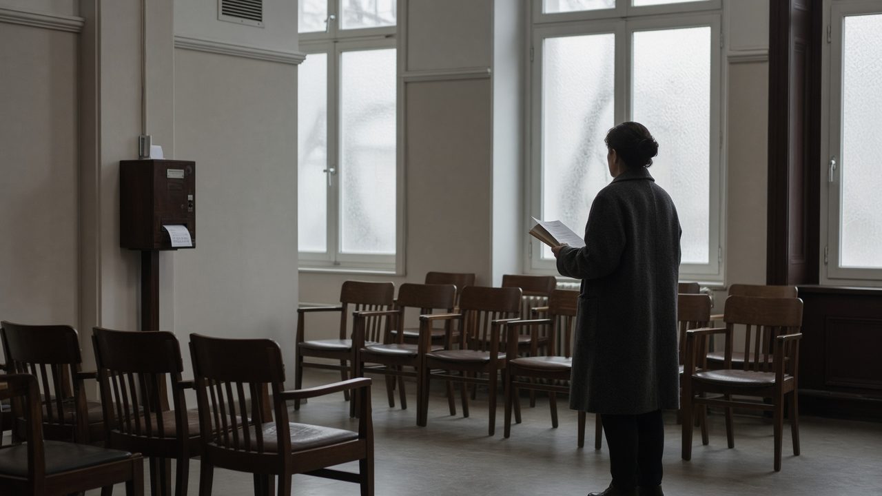 Waiting with a visa file at a consular hall